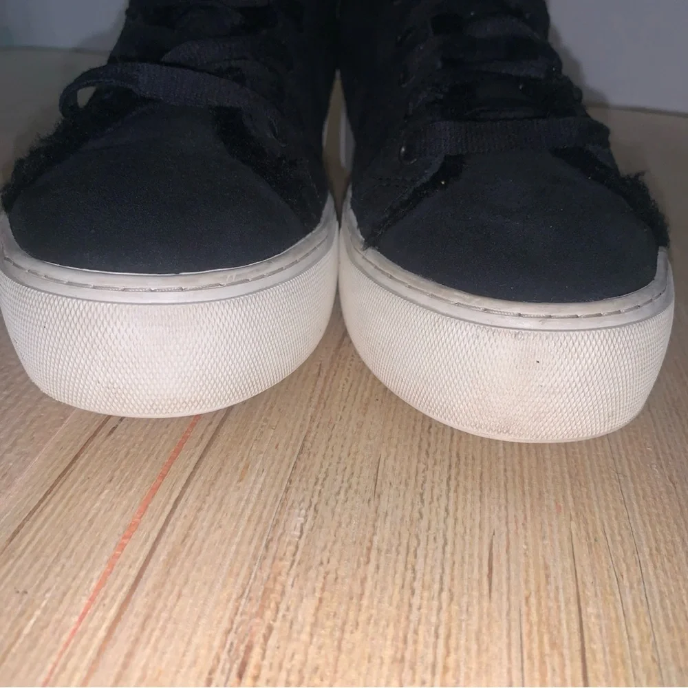 Ugg Beven Black Suede Fur Sheerling Lined high top Sneakers Women’s  8 lace up - Picture 9 of 16